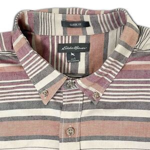 Eddie Bauer Classic Fit Multi Stripe Oxford Button Down Shirt Sz L